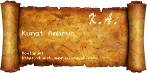 Kunst Ambrus névjegykártya